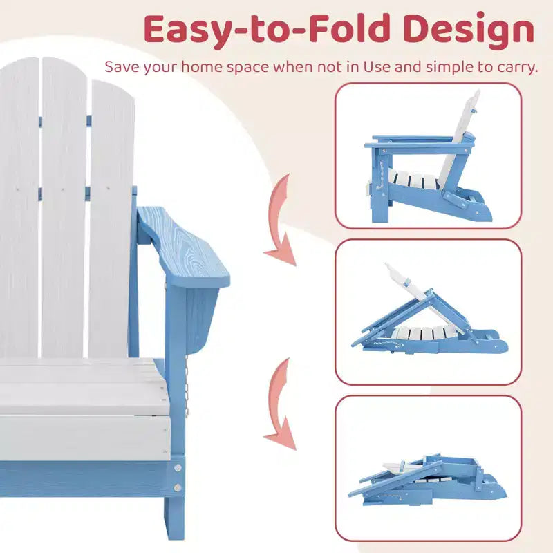 Set di sedie Adirondack da esterno per bambini Hyleory, pieghevoli in HDPE (2 pezzi)