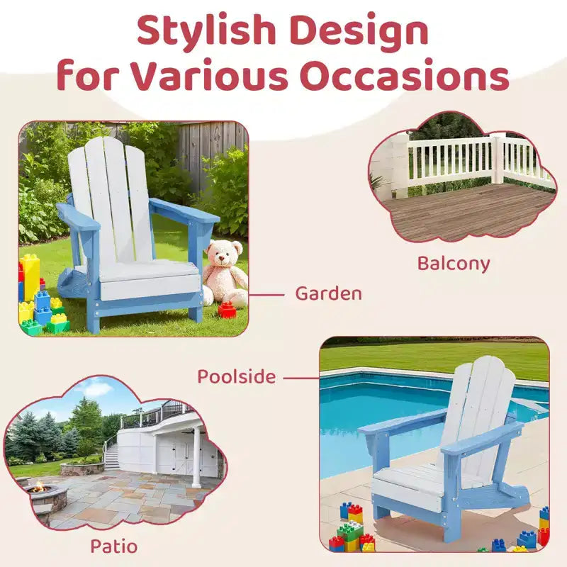 Set di sedie Adirondack da esterno per bambini Hyleory, pieghevoli in HDPE (2 pezzi)