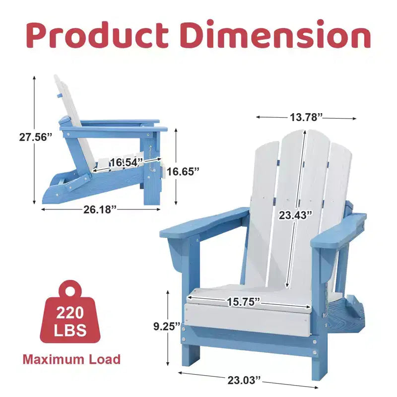 Set di sedie Adirondack da esterno per bambini Hyleory, pieghevoli in HDPE (2 pezzi)