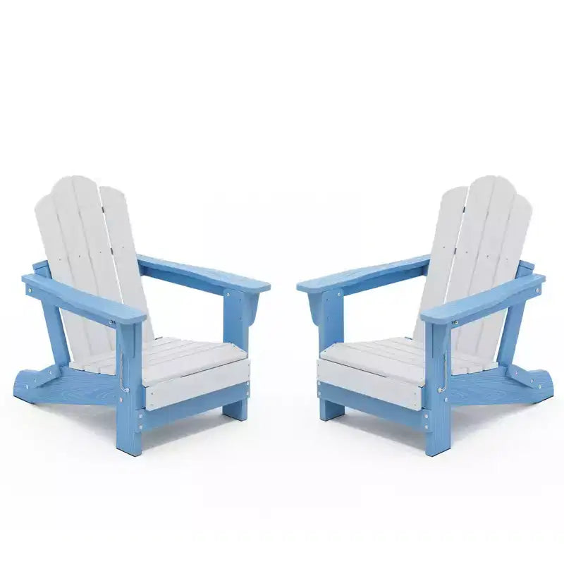 Hyleory Kids Outdoor Adirondack Chair Set  Foldable HDPE Childrens Lawn Chairs (2-Piece)