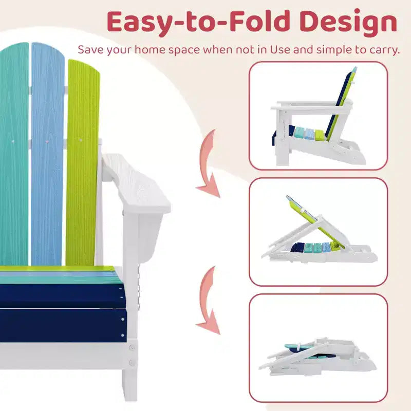 Hyleory Set di 4 Sedie Adirondack Pieghevoli per Bambini, Sedie da Esterno Durevoli in HDPE per Bambini