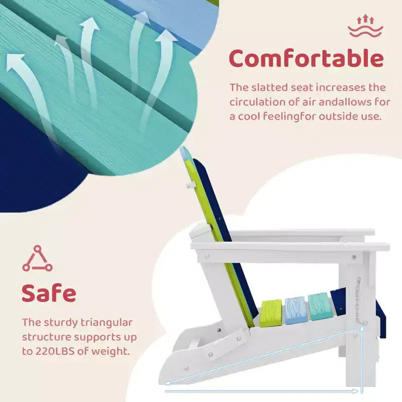 Hyleory Set di 4 Sedie Adirondack Pieghevoli per Bambini, Sedie da Esterno Durevoli in HDPE per Bambini