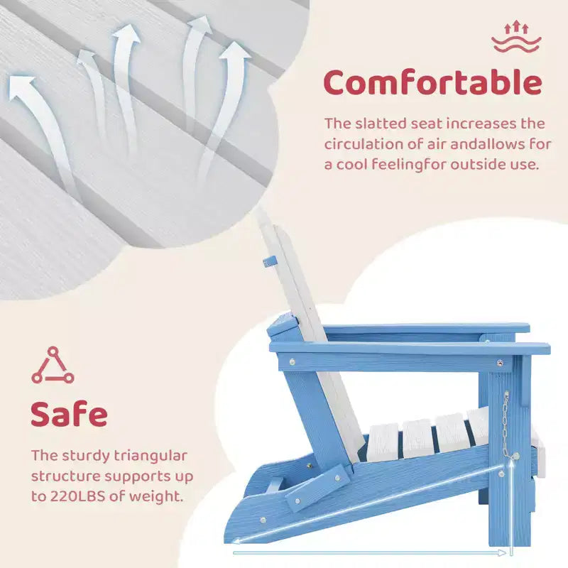 Hyleory Set di 4 Sedie Adirondack Pieghevoli per Bambini, Sedie da Esterno Durevoli in HDPE per Bambini