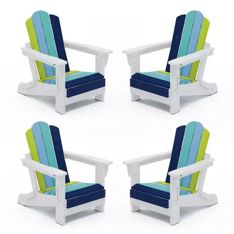 Ensemble de 4 chaises Adirondack pliables Hyleory pour enfants – Chaises d'extérieur durables en PEHD pour enfants