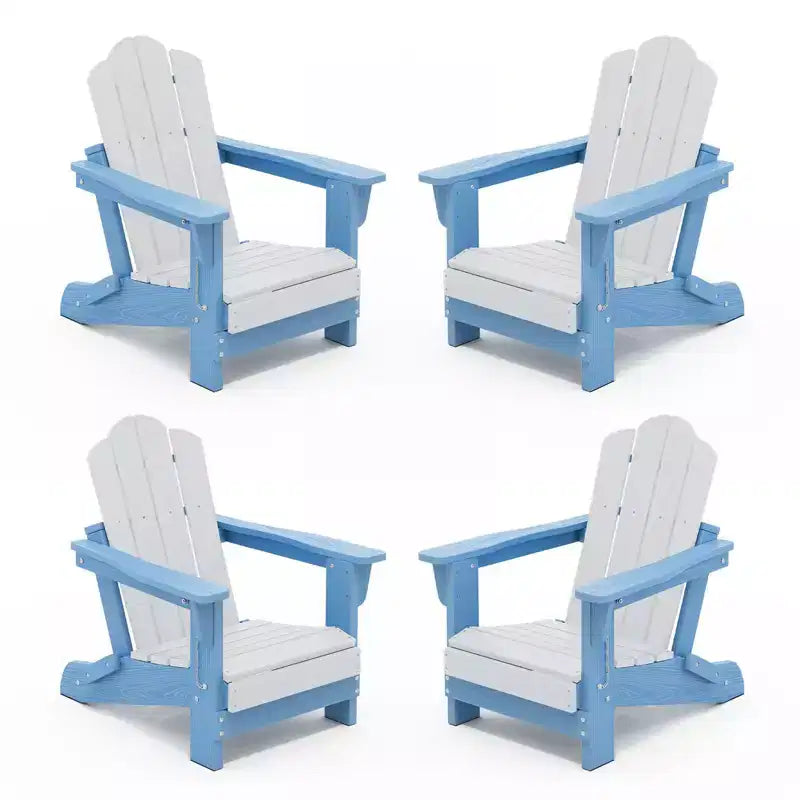 Hyleory Kids Foldable Adirondack Chair Set, 4-Piece  Durable HDPE Outdoor Chairs for Children