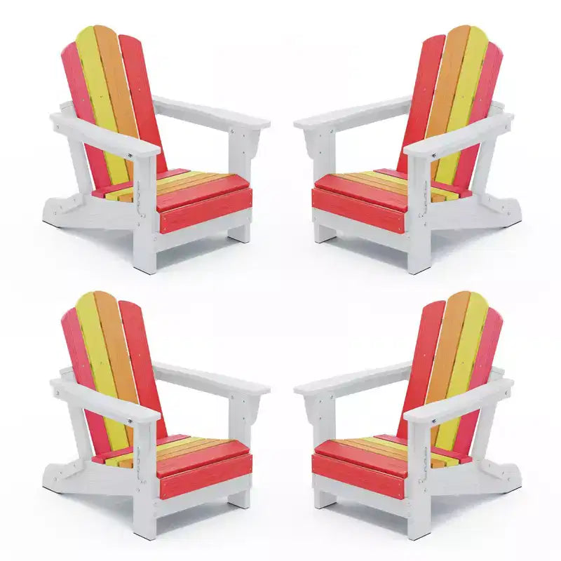 Ensemble de 4 chaises Adirondack pliables Hyleory pour enfants – Chaises d'extérieur durables en PEHD pour enfants