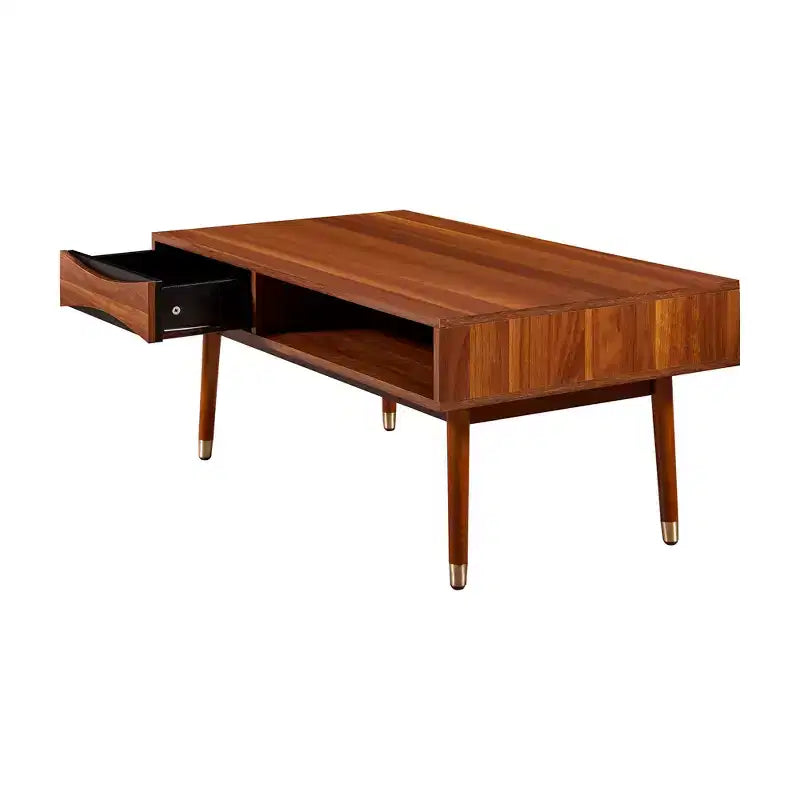 Tavolino da Caffè Dawson Mid-Century Modern con Cassetto e Ripiano