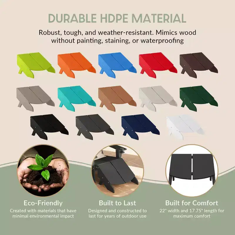 WestinTrends Riviera Pouf Pieghevole da Esterno in Plastica HDPE Stile Adirondack Moderno