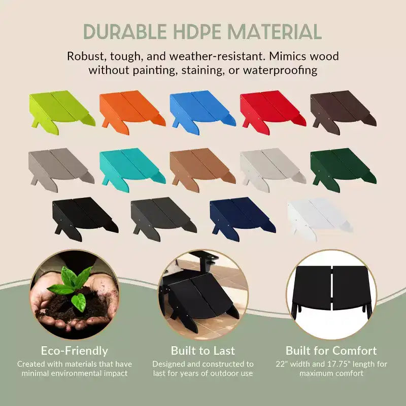 WestinTrends Riviera Pouf Pieghevole da Esterno in Plastica HDPE Stile Adirondack Moderno