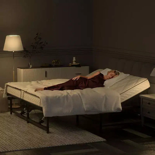 Sandinrayli Adjustable Bed Frame Electric Bed Base with Wired Remote, Ergonomic Foot and Head Incline Function, King