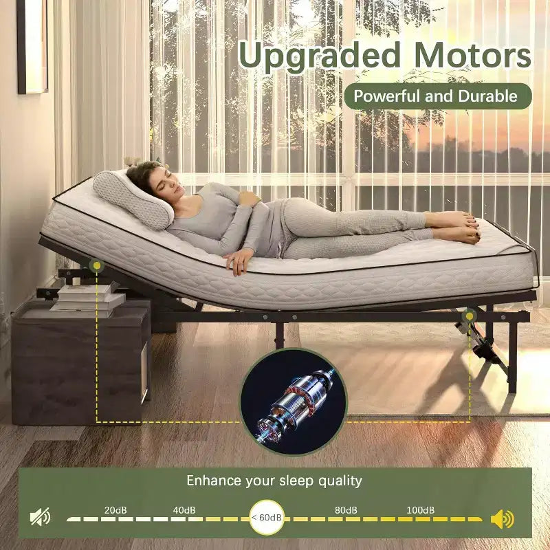 Base letto elettrica con telaio regolabile con telecomando via cavo, funzione di inclinazione ergonomica per piedi e testa, King Size