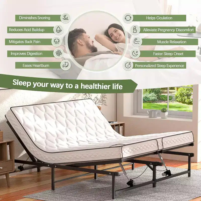 Base letto elettrica con telaio regolabile con telecomando via cavo, funzione di inclinazione ergonomica per piedi e testa, King Size