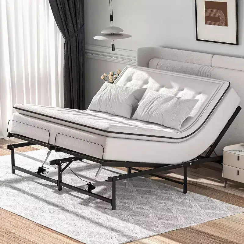 Base letto elettrica con telaio regolabile con telecomando via cavo, funzione di inclinazione ergonomica per piedi e testa, King Size