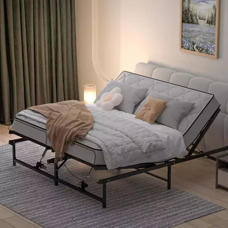 Base letto elettrica con telaio regolabile con telecomando via cavo, funzione di inclinazione ergonomica per piedi e testa, King Size