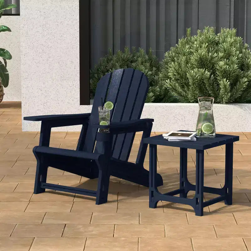 WestinTrends Azura, set da 2 sedie da patio Adirondack in plastica HDPE con tavolino laterale da 18 pollici