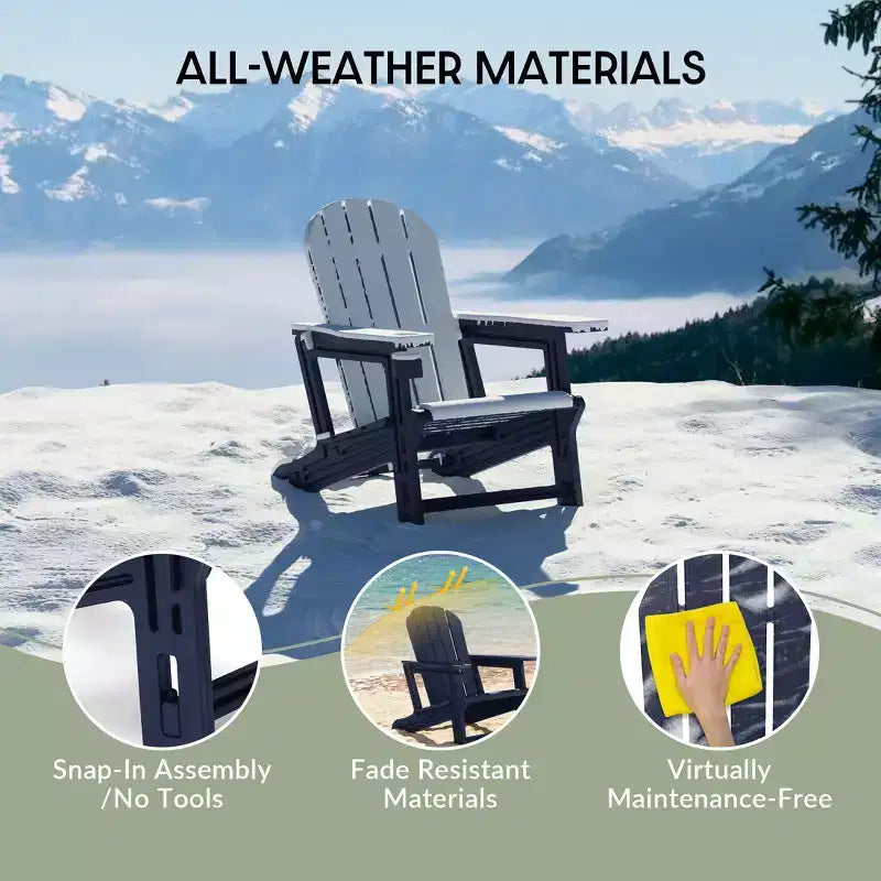 WestinTrends Azura, set da 2 sedie da patio Adirondack in plastica HDPE con tavolino laterale da 18 pollici