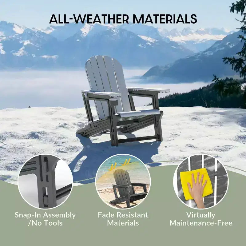 WestinTrends Azura, set da 2 sedie da patio Adirondack in plastica HDPE con tavolino laterale da 18 pollici