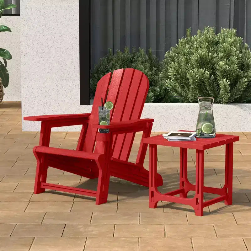 WestinTrends Azura, set da 2 sedie da patio Adirondack in plastica HDPE con tavolino laterale da 18 pollici