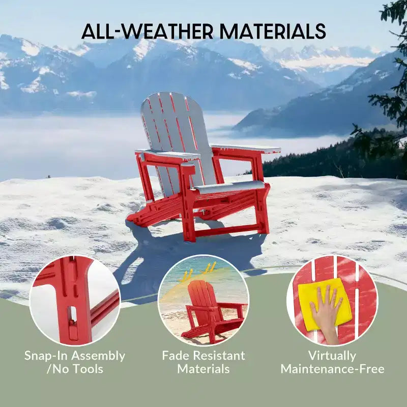 WestinTrends Azura, set da 2 sedie da patio Adirondack in plastica HDPE con tavolino laterale da 18 pollici