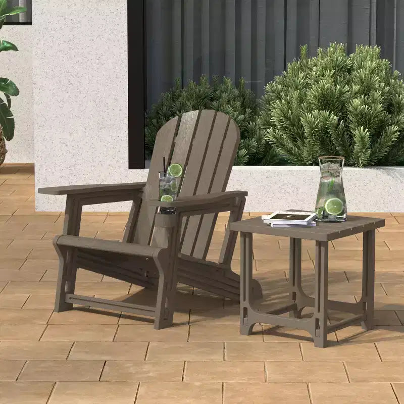 WestinTrends Azura, set da 2 sedie da patio Adirondack in plastica HDPE con tavolino laterale da 18 pollici