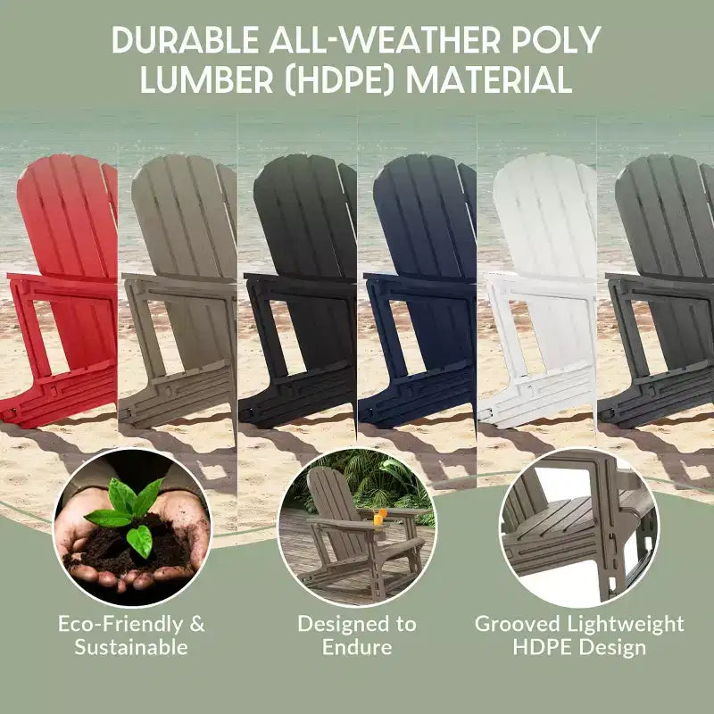 WestinTrends Azura, set da 2 sedie da patio Adirondack in plastica HDPE con tavolino laterale da 18 pollici