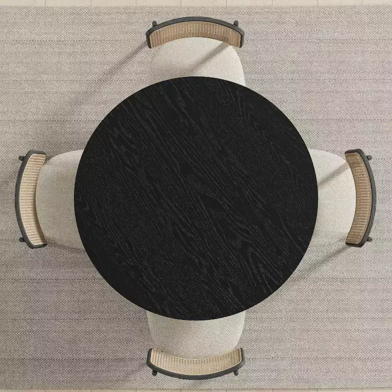 42 x 42 Solid Wood Round Dining Table with Black Finish and Elegant Arched Legs for Modern Dining Rooms & Kitchens