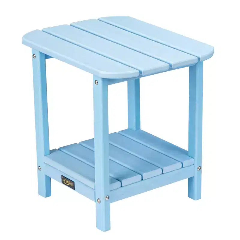 VINGLI Tavolino Laterale da Esterno in HDPE, Impermeabile a 2 Livelli per Patio, Ponte, Portico, Cortile, Piscina