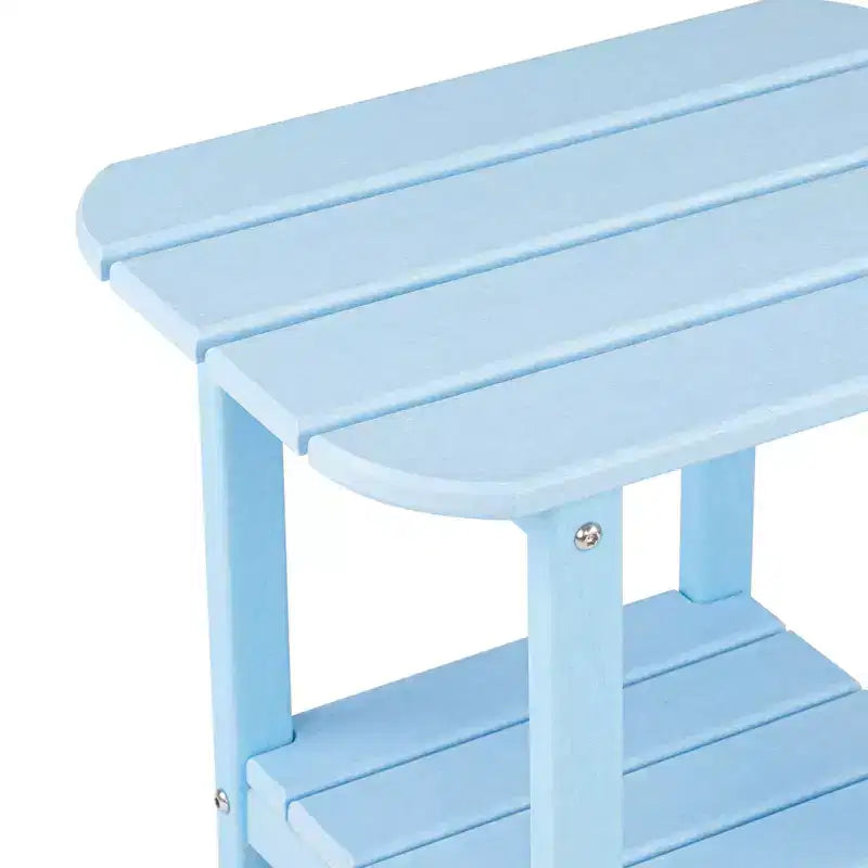 VINGLI Tavolino Laterale da Esterno in HDPE, Impermeabile a 2 Livelli per Patio, Ponte, Portico, Cortile, Piscina