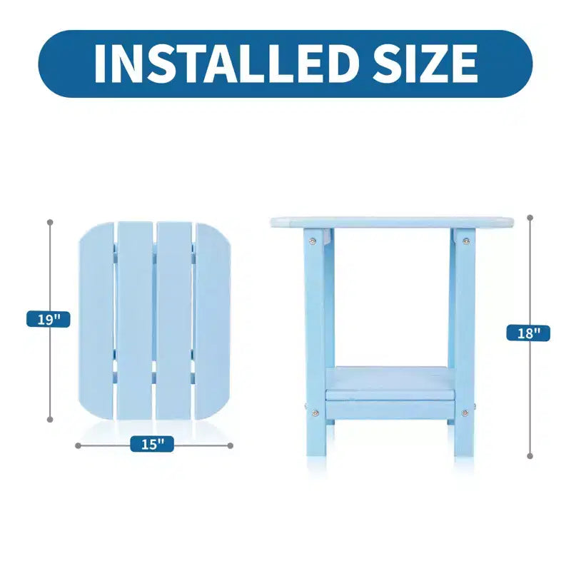 VINGLI Tavolino Laterale da Esterno in HDPE, Impermeabile a 2 Livelli per Patio, Ponte, Portico, Cortile, Piscina