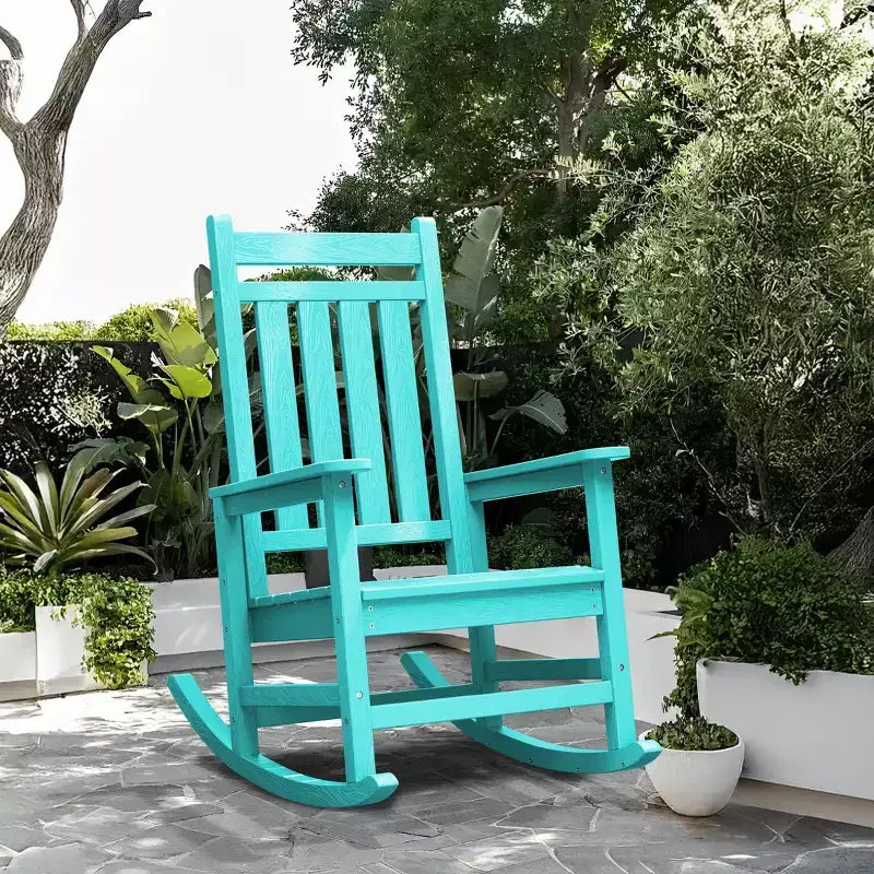 Hyleory HDPE Moderna Sedia a Dondolo da Esterno in Resina, Sedia Adirondack da Giardino per Tutte le Stagioni