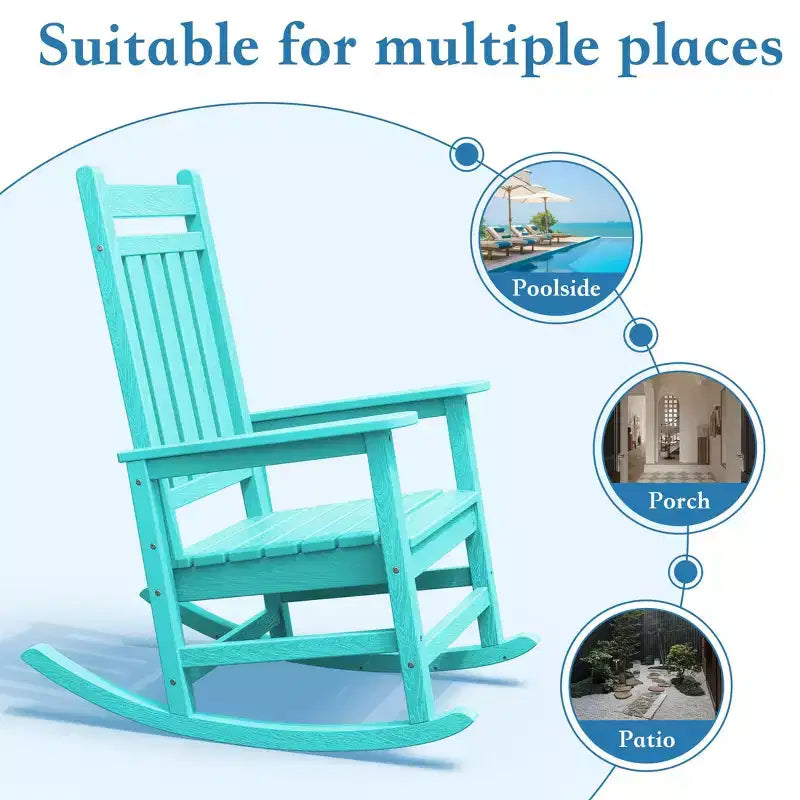 Hyleory HDPE Moderna Sedia a Dondolo da Esterno in Resina, Sedia Adirondack da Giardino per Tutte le Stagioni