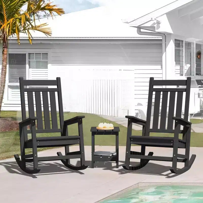 Hyleory HDPE Moderna Sedia a Dondolo da Esterno in Resina, Sedia Adirondack da Giardino per Tutte le Stagioni