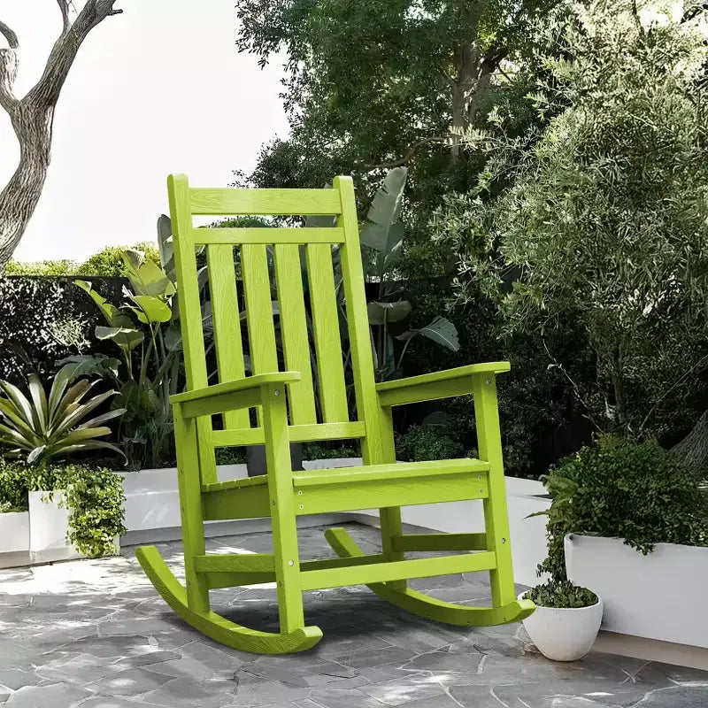 Hyleory HDPE Moderna Sedia a Dondolo da Esterno in Resina, Sedia Adirondack da Giardino per Tutte le Stagioni