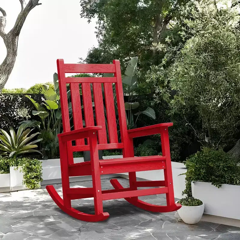Hyleory HDPE Moderna Sedia a Dondolo da Esterno in Resina, Sedia Adirondack da Giardino per Tutte le Stagioni