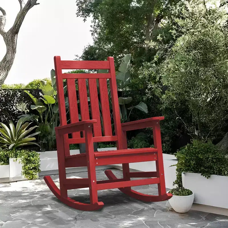 Hyleory HDPE Moderna Sedia a Dondolo da Esterno in Resina, Sedia Adirondack da Giardino per Tutte le Stagioni