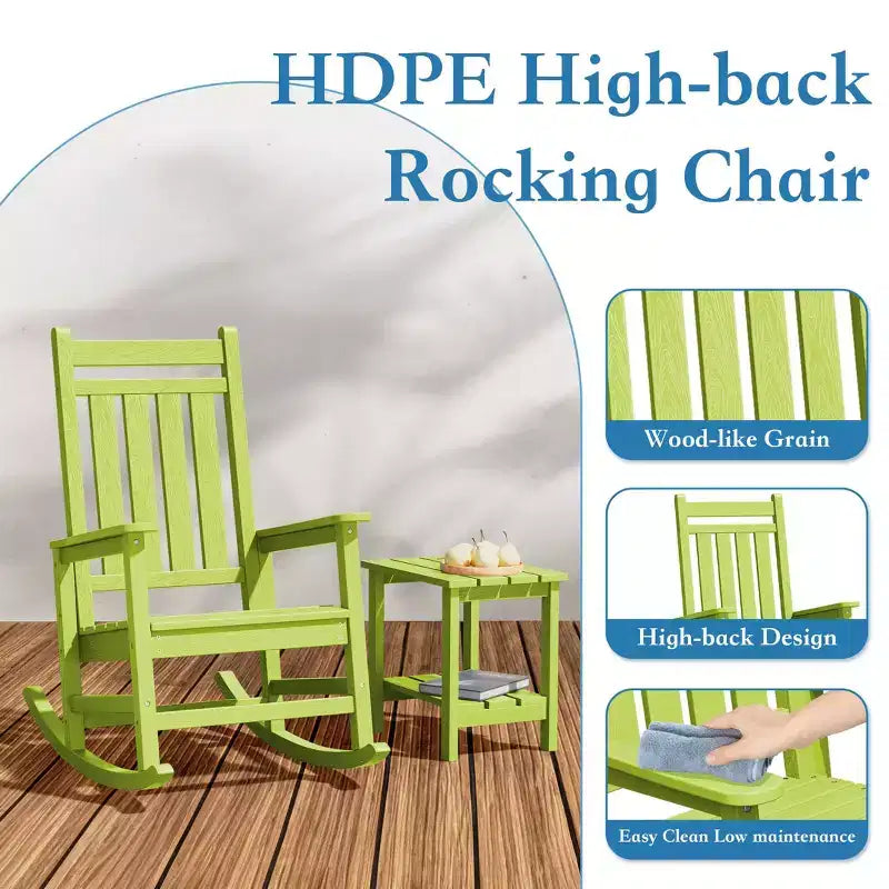 Hyleory HDPE Moderna Sedia a Dondolo da Esterno in Resina, Sedia Adirondack da Giardino per Tutte le Stagioni