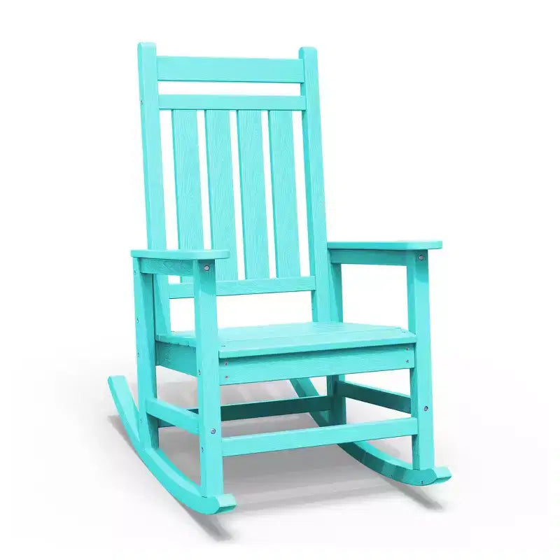 Fauteuil à bascule d'extérieur moderne en résine Hyleory HDPE, chaise Adirondack de terrasse pour toutes les saisons