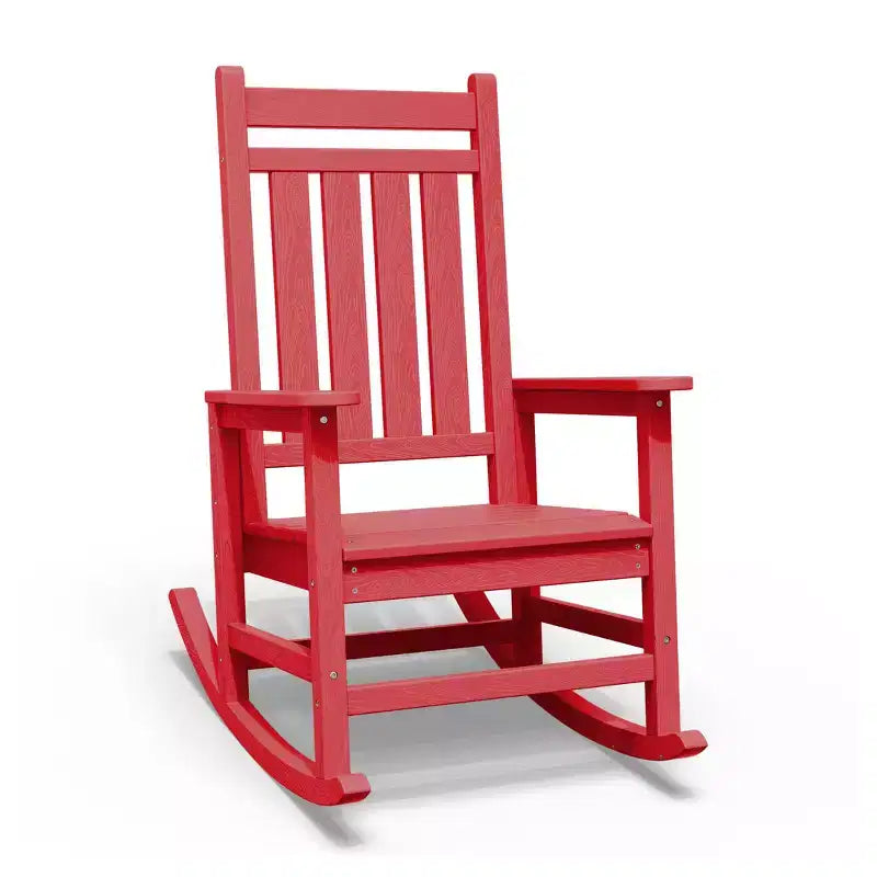 Fauteuil à bascule d'extérieur moderne en résine Hyleory HDPE, chaise Adirondack de terrasse pour toutes les saisons