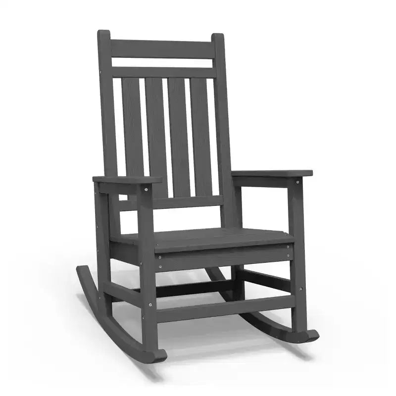 Fauteuil à bascule d'extérieur moderne en résine Hyleory HDPE, chaise Adirondack de terrasse pour toutes les saisons