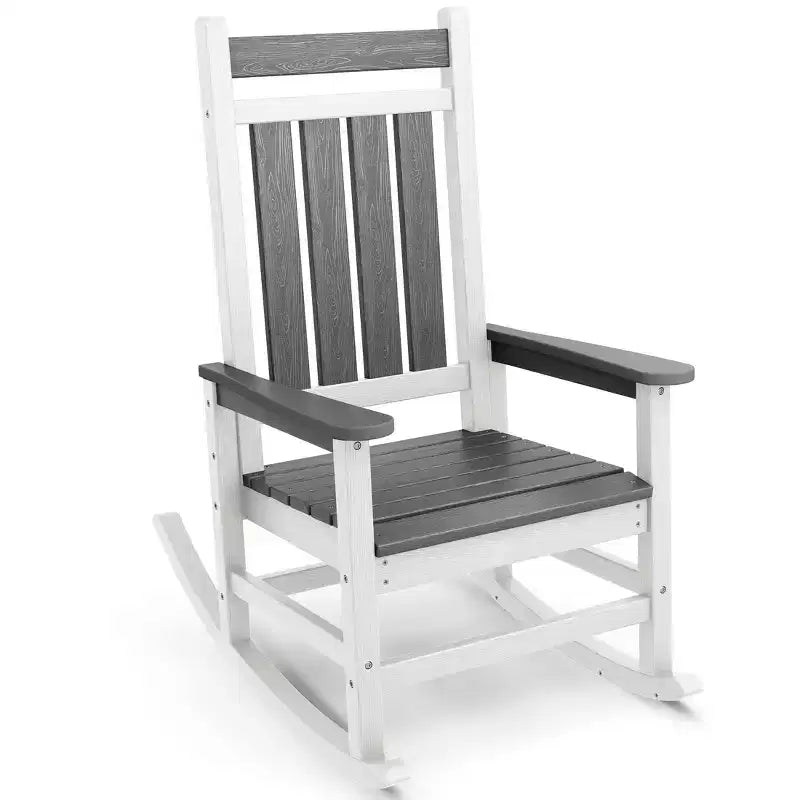 Fauteuil à bascule d'extérieur moderne en résine Hyleory HDPE, chaise Adirondack de terrasse pour toutes les saisons
