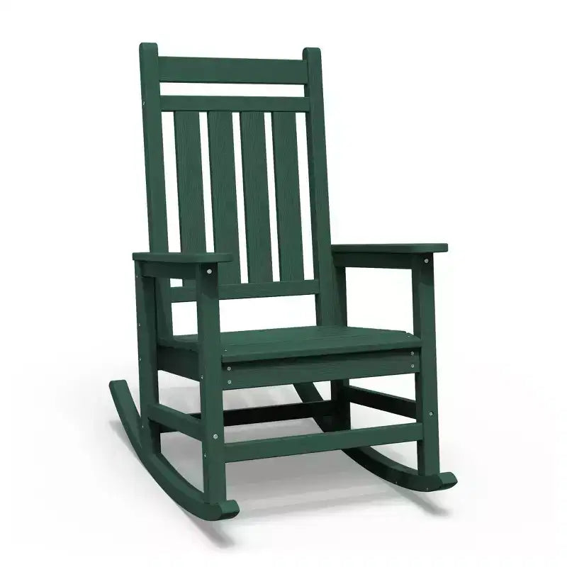 Fauteuil à bascule d'extérieur moderne en résine Hyleory HDPE, chaise Adirondack de terrasse pour toutes les saisons