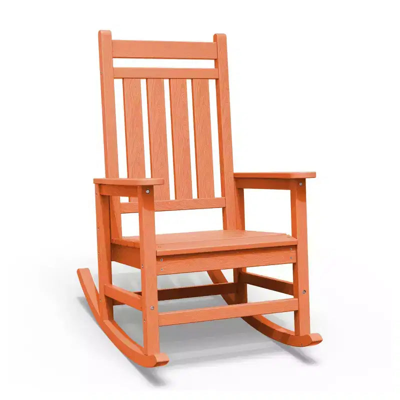 Fauteuil à bascule d'extérieur moderne en résine Hyleory HDPE, chaise Adirondack de terrasse pour toutes les saisons