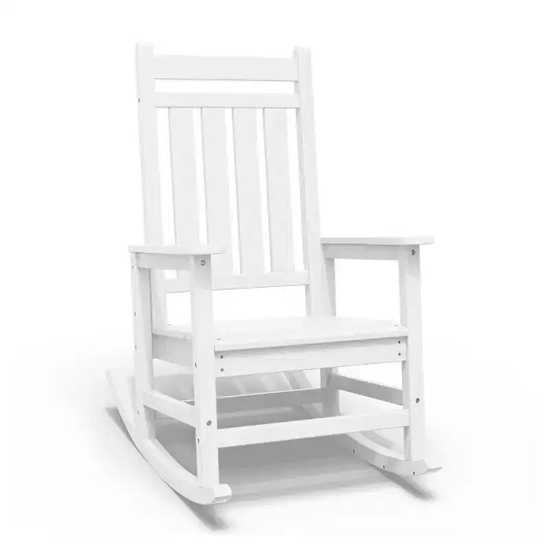 Fauteuil à bascule d'extérieur moderne en résine Hyleory HDPE, chaise Adirondack de terrasse pour toutes les saisons