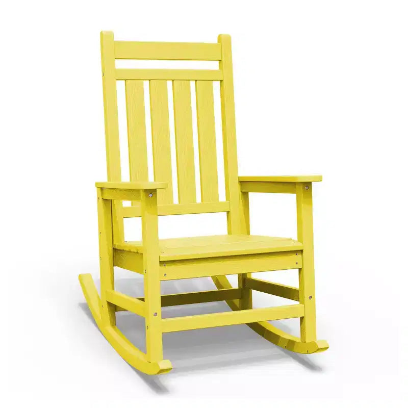 Fauteuil à bascule d'extérieur moderne en résine Hyleory HDPE, chaise Adirondack de terrasse pour toutes les saisons
