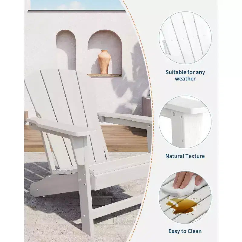 Sedie da Giardino Adirondack, Sedie da Esterno Resistenti alle Intemperie, Portata Massima 172 kg per Esterni, Patio, Prato, Giardino, Portico