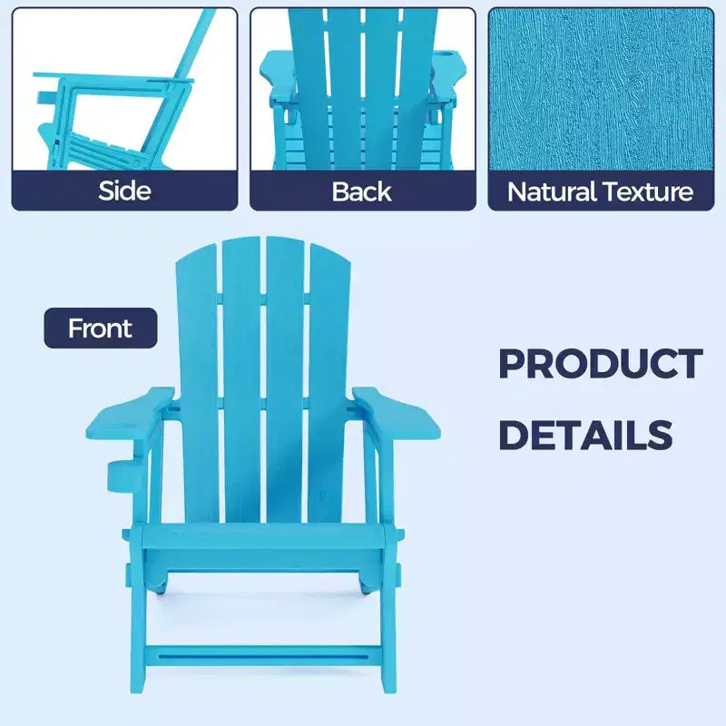 NAYSAYE Chaise longue de patio Adirondack avec porte-gobelet, pliable pour la détente en plein air, 22,3*30*36,4