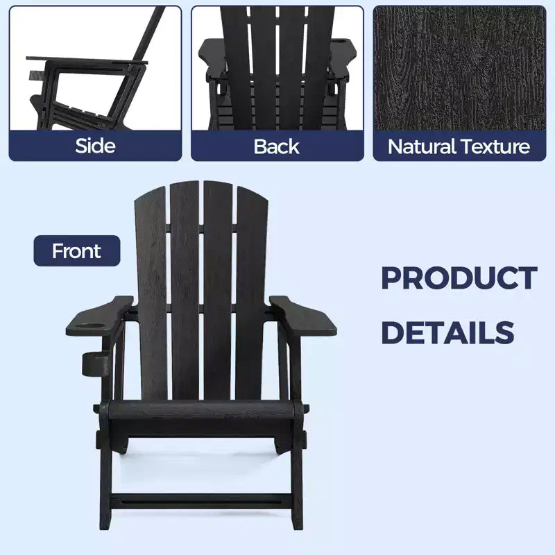 NAYSAYE Chaise longue de patio Adirondack avec porte-gobelet, pliable pour la détente en plein air, 22,3*30*36,4