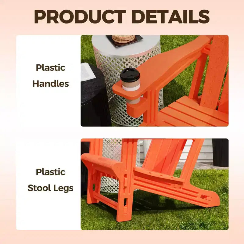 NAYSAYE Chaise longue de patio Adirondack avec porte-gobelet, pliable pour la détente en plein air, 22,3*30*36,4