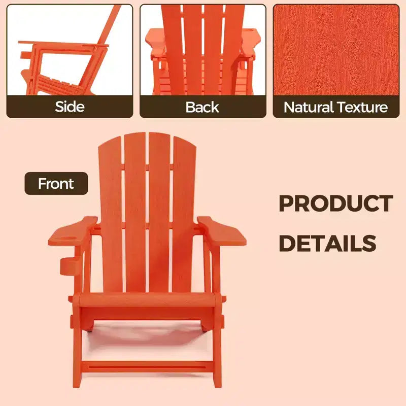NAYSAYE Chaise longue de patio Adirondack avec porte-gobelet, pliable pour la détente en plein air, 22,3*30*36,4