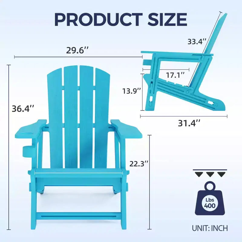NAYSAYE Chaise longue de patio Adirondack avec porte-gobelet, pliable pour la détente en plein air, 22,3*30*36,4